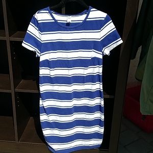 Old navy blue striped tee shirt dress